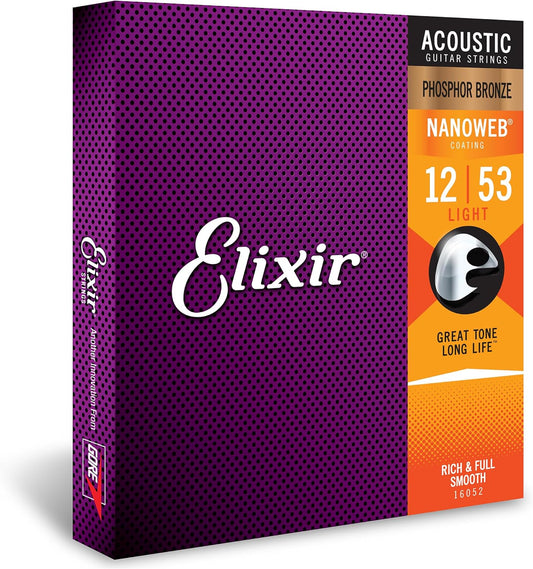 Elixir Nanoweb Phosphor Bronze Acoustic Guitar Strings
