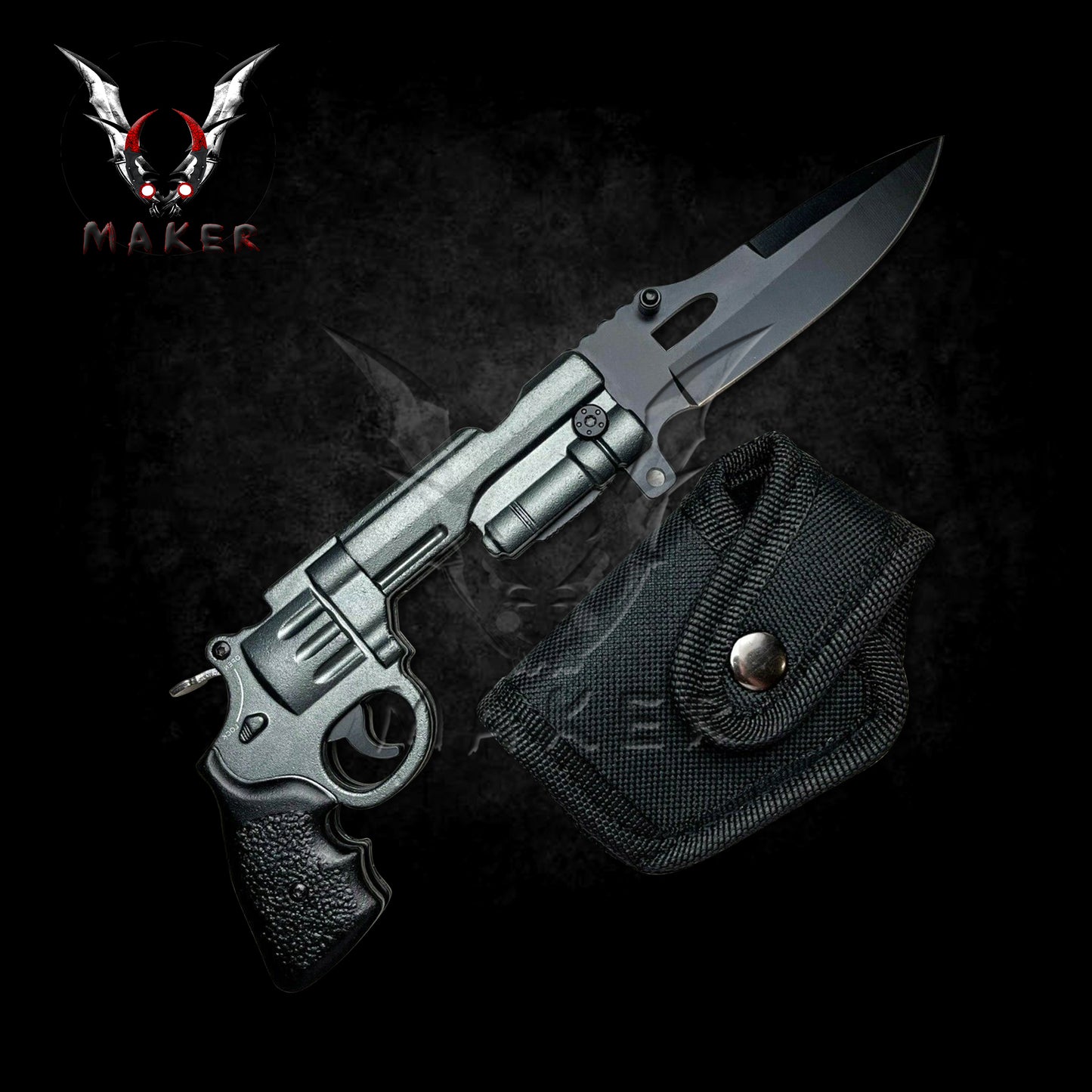 Tactical Assisted Spring 8" Knife HAND GUN Pistol Folding Pocket Knife for Hunting, Camping Gift for Father, Husband, Boyfriend, Christmas VuMaker-448
