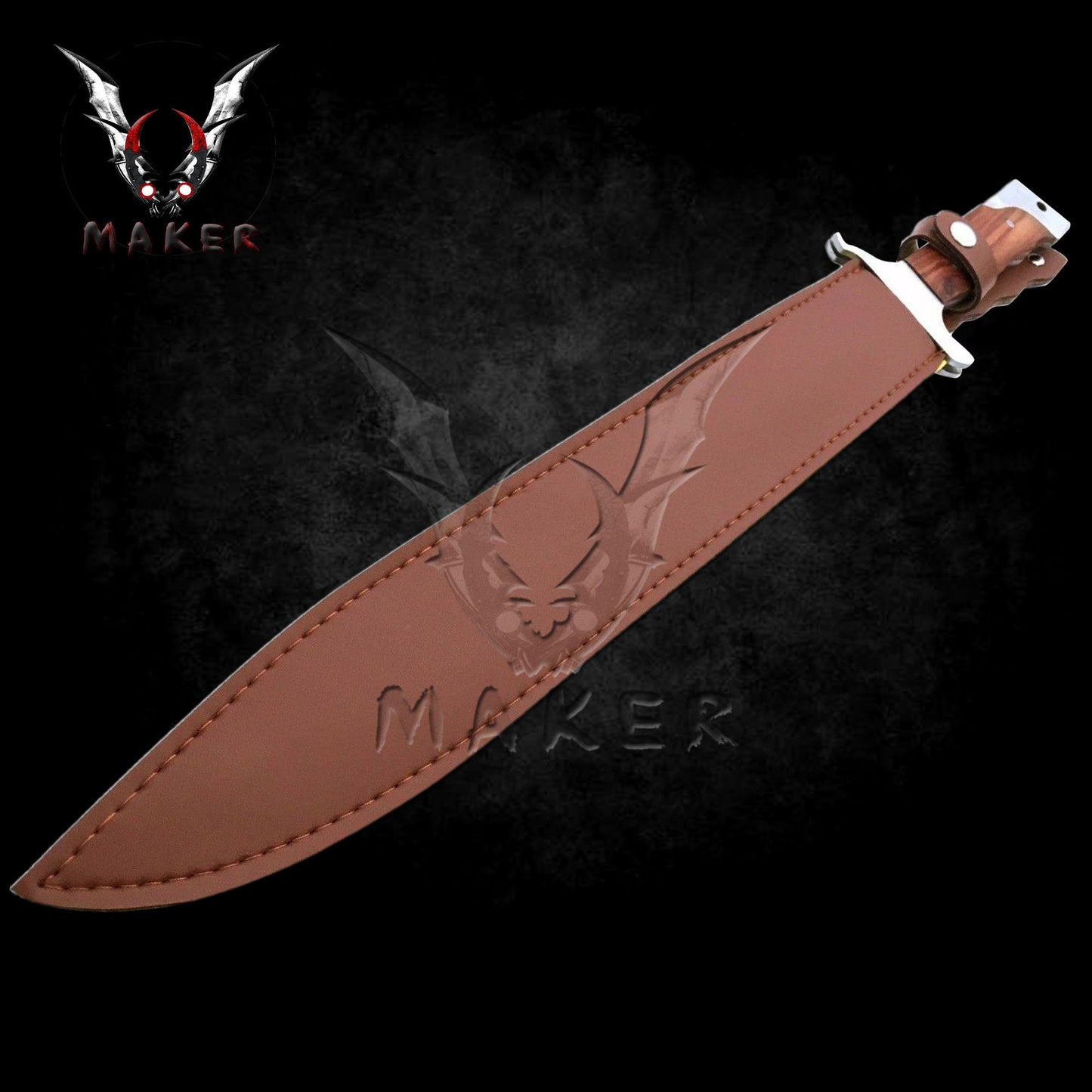 Survival Machete Razor Knife 18" Hunting Steel Blade Full Tang Wooden hand Knife Mens, Fathers day, boyfriend, christmas gift - VuMaker-702