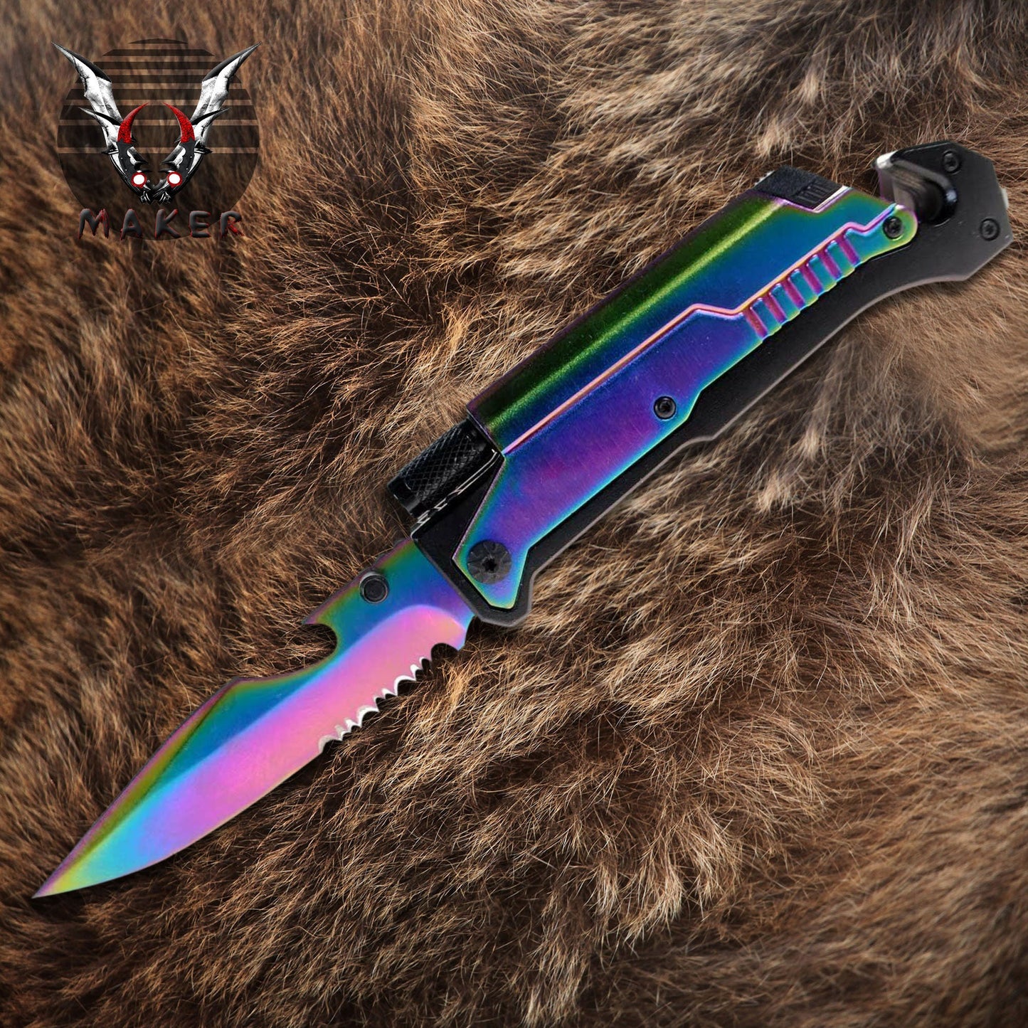 6 in 1 Multitool Pocket Knife 8.5" Best Folding Pocket Knife for Hunting, Camping Gift for Father, Husband, Boyfriend . VuMaker-766