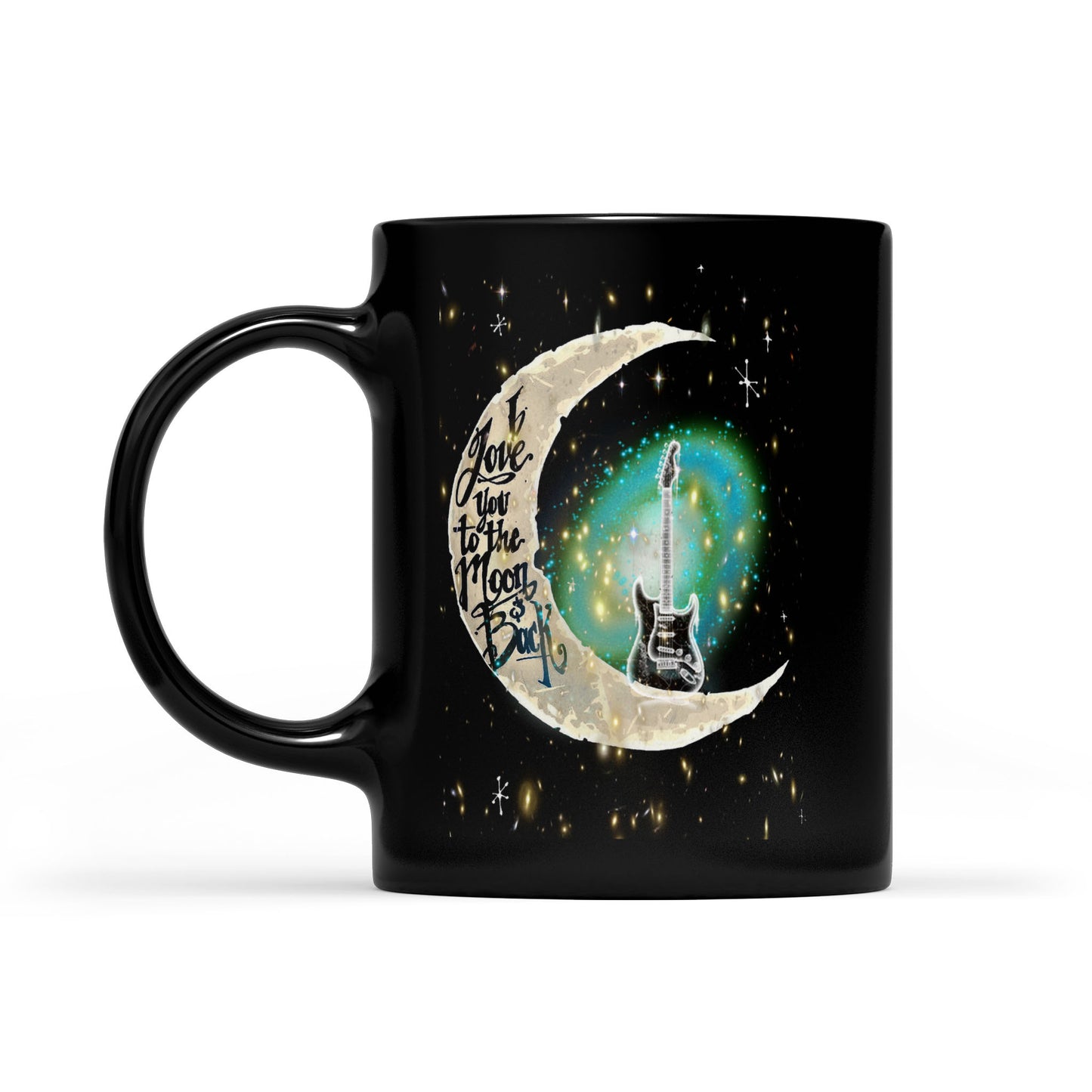 I Love You To The Moon And Back Guitar - Black Mug