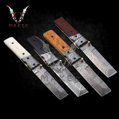 VuMaker-37 Damascus Hunting Knife Custom Handmade 7.5" Damascus Steel Blade