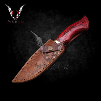 VuMaker-53 Damascus Hunting Knife Custom Handmade 10" Damascus Steel Blade