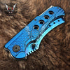 Razor Blue Spring Assisted Knife 9" Hunting Folding Steel Blade Knife Fathers day gift - VuMaker-214