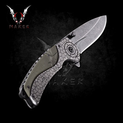 Khaki Snake Knife 8,1"" Hunting Folding Pocket Steel Blade Knife - Father boyfriend gift VuMaker-234