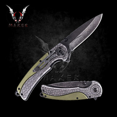 Khaki Snake Knife 8,1"" Hunting Folding Pocket Steel Blade Knife - Father boyfriend gift VuMaker-234