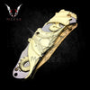 Gold Dragon Knife 9" Steel Blade Best Folding Knife for Hunting,Camping, collection Gift for Father, boyfriend, halloween. VuMaker-328