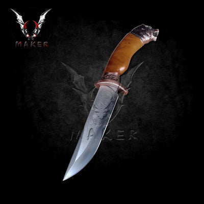 Bear Head Fantasy Knife 12" Hunting Fixed Steel Blade Knife Fathers day gift boyfriend gift - VuMaker-346