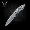 Silver Skull Pocket Knife 7.75" Steel Blade Best Folding Knife for Hunting, Camping Gift for Father, Husband, Boyfriend . VuMaker-402