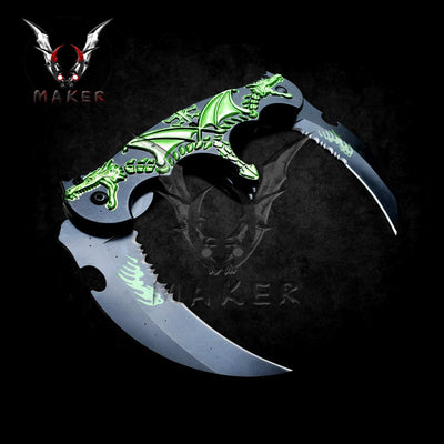 Black Dragon Karambit dual blade Knife 13" Steel Blade Best Folding Knife for Hunting, Gift for Father, Husband, Boyfriend . VuMaker-431