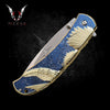 American Gold Eagle Knife 8.25" Steel Blade Best Folding Knife for Hunting,Camping, collection Gift for Father. VuMaker-480