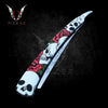 Razor Skull Rose Straight Blade Barber Knife 10" Folding Steel Blade Knife, Gift for father, boyfriend, christmas - VuMaker-496