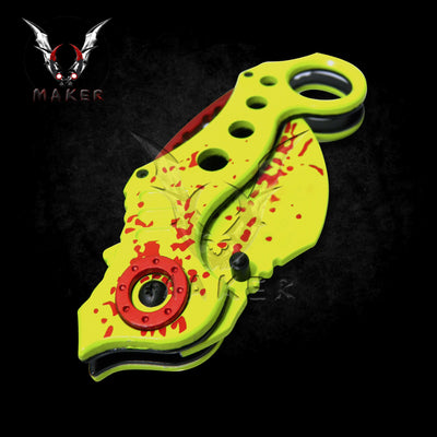 Green Karambit Knife 7.75" Steel Blade Best Folding Knife for Hunting, Camping Gift for Father, Husband, Boyfriend . VuMaker-399