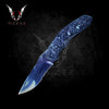 Blue Skull Rose Pocket Knife 8" Steel Blade Best Folding Knife for Hunting, Camping Gift for Father, Husband, Boyfriend . VuMaker-404