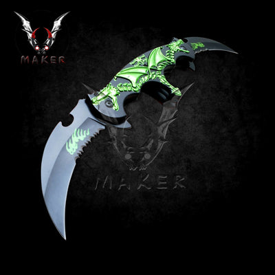 Black Dragon Karambit dual blade Knife 13" Steel Blade Best Folding Knife for Hunting, Gift for Father, Husband, Boyfriend . VuMaker-431