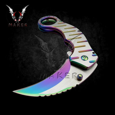 Rainbow claw karambit Knife 8" Rainbow Best Folding Vintage Knife for Hunting,Campin Gift for Father, Husband, Boyfriend - VuMaker-568