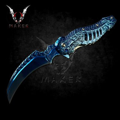 Black Skull Karambit 8.5" Pocket Folding Knife for Hunting, Camping Gift for Father, Husband, Boyfriend, Christmas gift . VuMaker-81