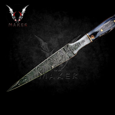 Damascus Hunting Stiletto Knife Custom Handmade 8.5" Damascus Steel Blade gift for father, boyfriend gift, christmas gift VuMaker-733