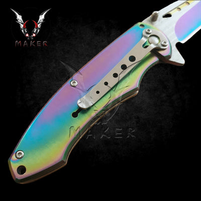 Bear Rainbow Knife Fantasy Hunting Folding Steel Blade Knife gift for mens,Father, boyfriend, christmas halloween gift- VuMaker-736