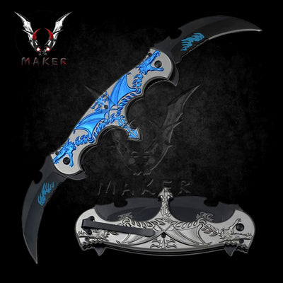 Black Dragon Karambit dual blade Knife 13" Steel Blade Best Folding Knife for Hunting, Gift for Father, Husband, Boyfriend . VuMaker-431