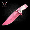 Ladies Pink Hearts Knife 8"  Spring Best Folding Knife for Hunting,Camping Gift for Father, Husband, Boyfriend, Christmas - VuMaker-750