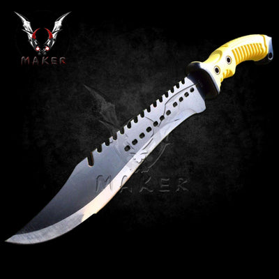 Survival Machete Knife 16" Hunting Steel Blade Full Tang Rubber Handle Knife Mens, Fathers day, boyfriend, christmas gift - VuMaker-823