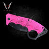 Ladies Pink Karambit Knife 8.5"  Claw Spring Best Folding Knife for Hunting,Camping Gift for Father, Husband, Boyfriend - VuMaker-814