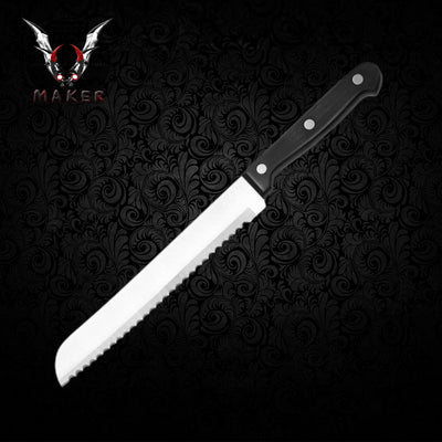 8" Stainless Steel Serrated Bread Knives for Outdoor, Hunting, Camping Gift for Father, Husband, Boyfriend, Christmas . VuMaker-850