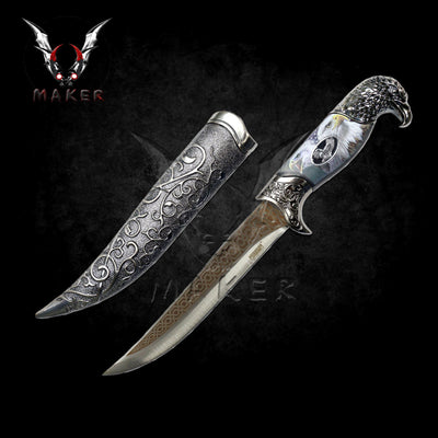 EAGLE HEAD Fantasy MEDIEVAL Fixed Blade Knife 12' Decorative Gift for Father, boyfriend, halloween, christmas VuMaker-863