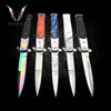 Black Pearl Handle Stiletto Knife  9"  Spring Assisted Folding Knife for Hunting, Gift for Father, Boyfriend - VuMaker-878