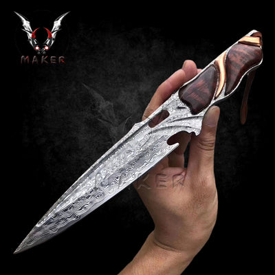 Dragon Fangs Hunting Knife 10.5" Japanese Damascus V10 Blade Knife Gift for men. Boyfriend, Husband , Christmas gift VuMaker-945