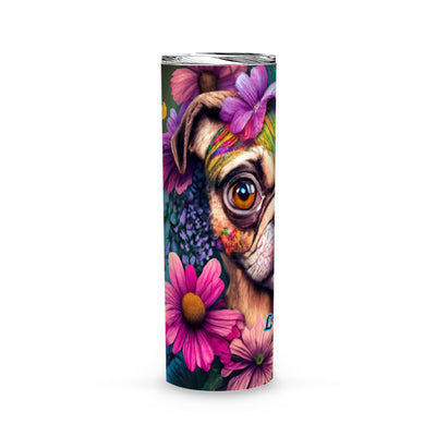 Pug Floral Cute Tumbler Personalized- Dog Floral Tumbler Christmas Gift