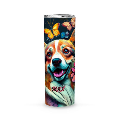 Corgi Floral Cute Tumbler Personalized- Dog Floral Tumbler Christmas Gift